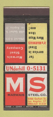Matchbook Cover - Marwais Steel Los Angeles CA 30 Strike