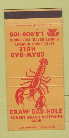 Matchbook Cover - Craw Dad Hole Sunset Beach CA 30 Strike