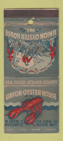 Matchbook Cover - Union Oyster House Boston MA WEAR 21 Strike Feature