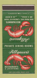 Matchbook Cover - Allgauer's Restaurant Lobster Chicago IL 30 Strike
