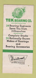 Matchbook Cover - Tek Bearing Newark NJ WEAR 30 Strike