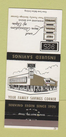 Matchbook Cover - First Federal Savings Elgin IL 30 Strike