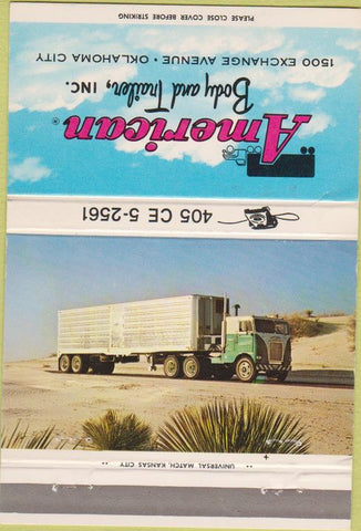 Matchbook Cover - American Body Trailer Oklahmoa City trailers 40 Strike