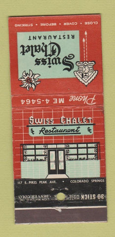 Matchbook Cover - Swiss Chalet Restaurant Colorado Springs 30 Stick