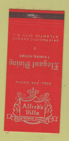 Matchbook Cover - Alfred's Villa Atlantic City NJ 30 Strike