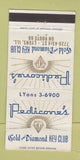 Matchbook Cover - Pedicorne's Gold Diamond Key Club Lyons IL Route 66 30 Strike