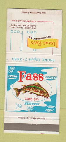 Matchbook Cover - Isaac Fass Seafood Portsmouth VA 30 Strike