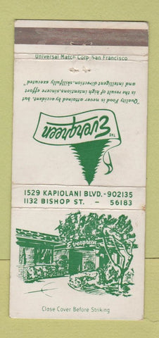 Matchbook Cover - Evergreen Restaurant Honolulu? Hawaii WEAR 30 Strike