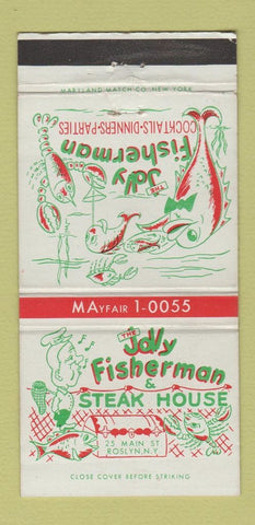 Matchbook Cover - Jolly Fisherman Steak House Roslyn NY 30 Strike
