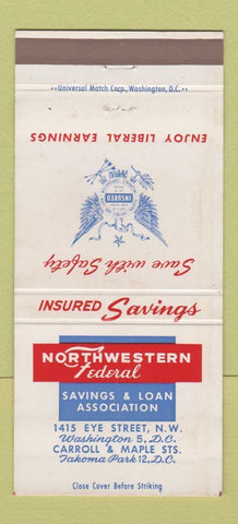 Matchbook Cover - Northwest Federal Savings Washington DC 30 Strike
