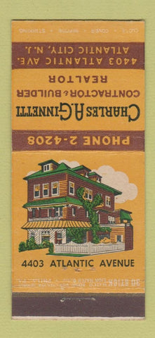 Matchbook Cover - Charles Ginnetti Real Estate Atlantic City NJ 30 Stick