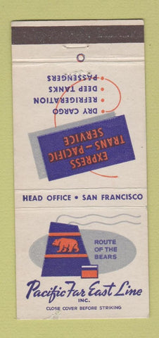 Matchbook Cover - Pacific Far East Shipping Line San Francisco CA 30 Stick