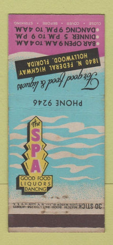 Matchbook Cover - Spa Restaurant Hollywood FL 30 Stick