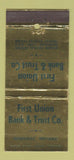 Matchbook Cover - First Union Bank Trust Winamac IN  30 Stick
