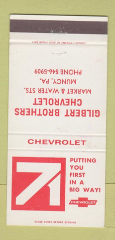 Matchbook Cover - 1971 Chevrolet Gilbert Bros Muncy PA 30 Strike