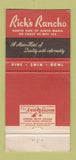 Matchbook Cover - Rick's Rancho Santa Maria CA WEAR 30 Strike