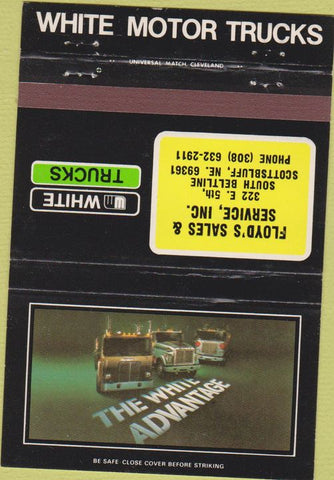 Matchbook Cover - White Semi Trucks Scottsbluff NE 40 Strike