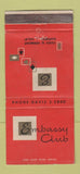 Matchbook Cover - Embassy Club Cards Poker Gardena CA WEAR 30 Strike