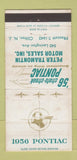 Matchbook Cover - 1956 Pontiac Peter Tramontin Clifton NJ WEAR 30 Strike