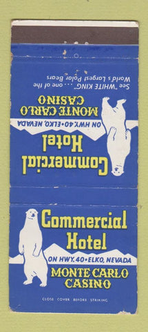 Matchbook Cover - Commercial Hotel Monte Carlo Casino Elko NV WEAR 30 Strike