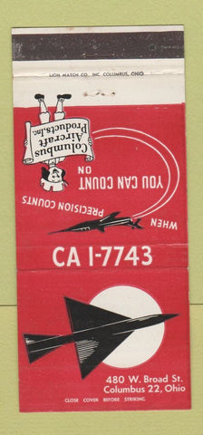 Matchbook Cover - Columbus Aircraft Products Columbus OH 30 Strike