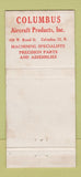 Matchbook Cover - Columbus Aircraft Products Columbus OH 30 Strike