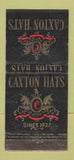 Matchbook Cover - Caxton Hats WEAR 21 Strike Feature