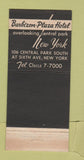 Matchbook Cover - Barbizon Plaza Hotel New York City WEAR 30 Strike