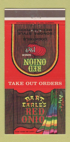 Matchbook Cover - Bart Earle's Red Onion Mexican Irvine Inglewood CA 30 Strike