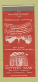 Matchbook Cover - Potters Bank East Liverpool OH 30 Strike