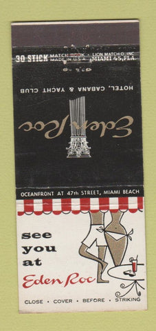 Matchbook Cover - Eden Roc Hotel Miami Beach FL WEAR 30 Stick