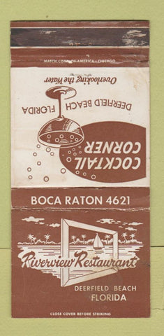 Matchbook Cover - Riverview Restaurant Deerfield Beach FL WORN 30 Strike