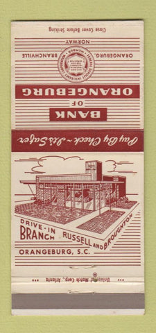 Matchbook Cover - Bank of Orangeburg SC Norway Branchville  30 Strike