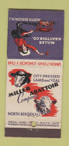 Matchbook Cover - Miller Abattoir North Bergen NJ girlie 21 Strike Feature