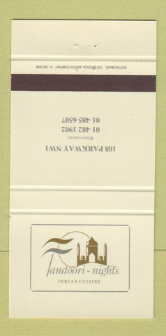 Matchbook Cover - Tandoori Nights Indian Restaurant UK England 30 Strike