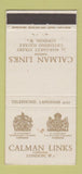 Matchbook Cover - Calman Links Furs London UK England 30 Strike