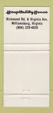 Matchbook Cover - Hospitality House Williamsburg VA 30 Strike