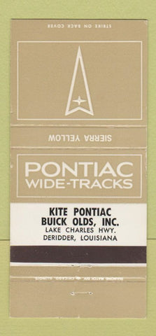 Matchbook Cover - Pontiac Wide Tracks Kite Buick Deridder LA 30 Strike