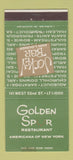 Matchbook Cover - Golden Spur Restaurant Americana of New York City 30 Strike