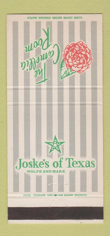 Matchbook Cover - Joske's of Texas Camellia Room 30 Strike