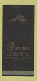 Matchbook Cover - Paradise Restaurant Bennington VT WEAR 30 Strike