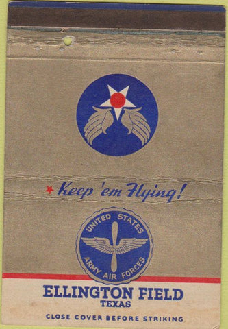 Matchbook Cover - Ellington Field TX postcard Army Air Forces 40 Strike