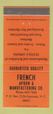 Matchbook Cover - French Apron Textile Gastonia NC 30 Strike
