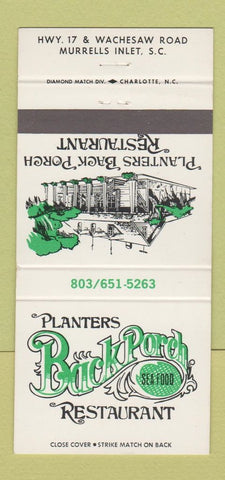 Matchbook Cover - Planters Back Porch Restaurant Murrells Inlet SC 30 Strike