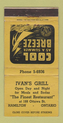 Matchbook Cover - Ivan's Trill Hamilton ON WEAR 30 Strike
