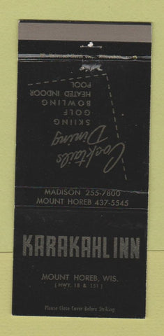 Matchbook Cover - Karakahl Inn Mount Horeb WI WEAR 30 Strike