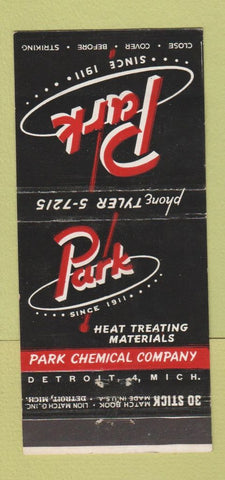 Matchbook Cover - Park Chemical Detroit MI 30 Stick