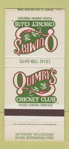 Matchbook Cover - Quimby's Cricket Club Bridgeton MO 30 Strike