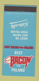 Matchbook Cover - Best Bacon from Poland England UK 30 Strike