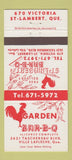 Matchbook Cover - Garden BBQ Ville Lafleche QC 30 Strike